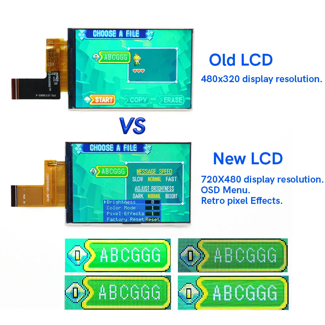 V5 Drop In GBA 3.0" 720x480 Retro pixel IPS LCD For Gameboy ADVANCE For GBA No Need to Cuting Shell Easy Install