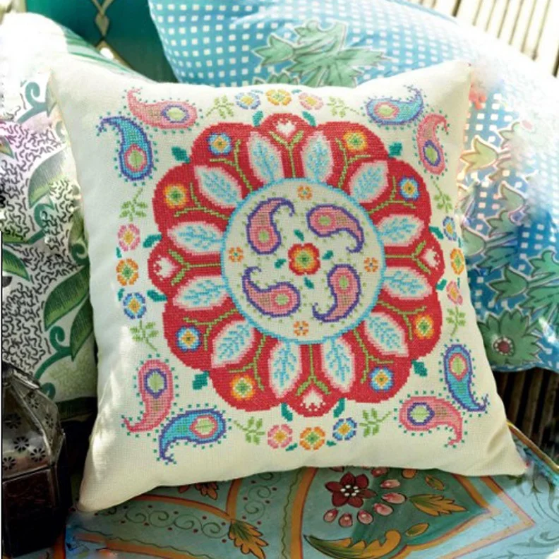 

Набор для вышивания крестиком Cool Breeze DMC: наволочка с тотемом павлиньего пера, хлопковая ткань с принтом, домашний текстиль в скандинавском стиле, текстильное искусство