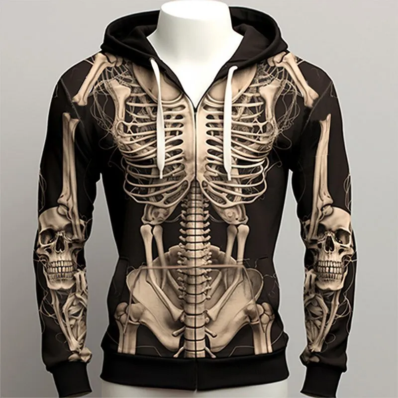 

Funny 3D Skull Print Men's Zip Hoodie Autumn and Winter Casual Oversized Sweatshirts Fashion Coat Tops High Quality Men Clothing