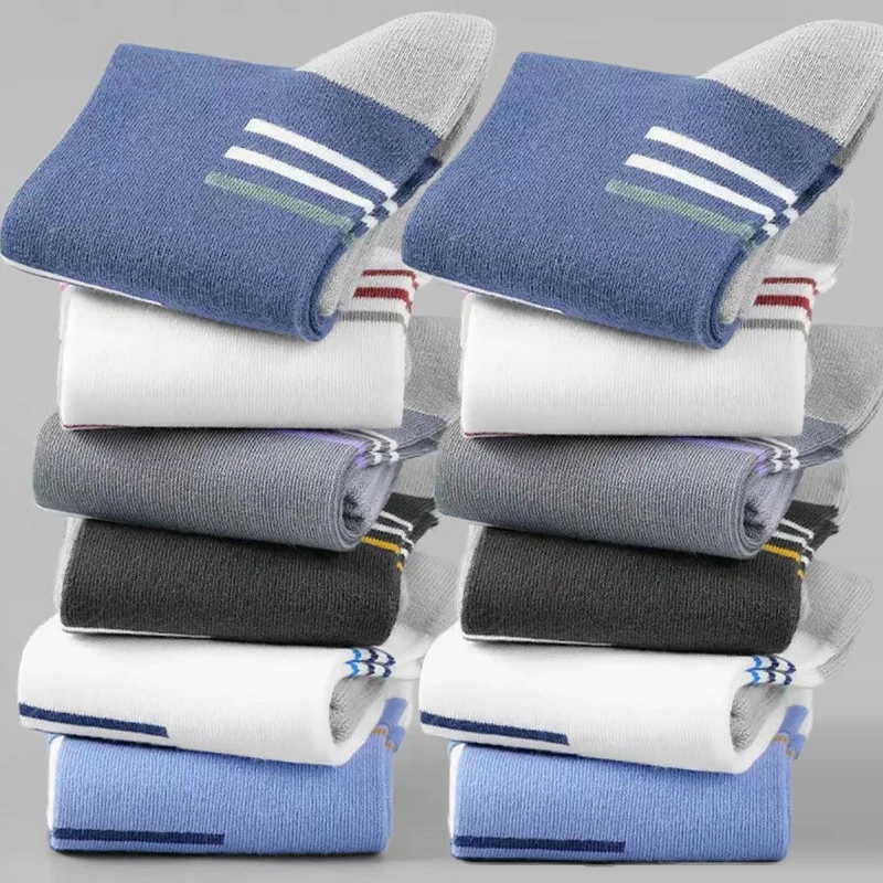 Men Sport Cotton Socks Breathable Deodorant Casual Business Socks Color Blocking Middle Tube Winter Warm Sock Antibacterial