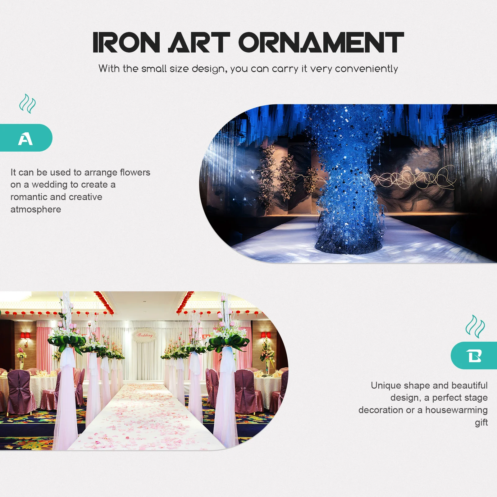 

1Pcs Irregular Ornament Iron Art Rack Premium Rectangular Frame Adorn for Wedding Scene Decor Party Layout Stereoscopic Design