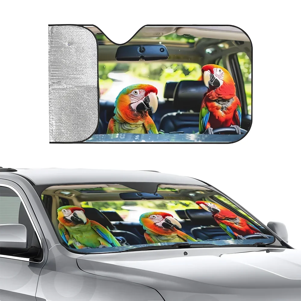 

Parrot Animal Driving Car SunSha Heat-insulating Aluminum Film Windshield Sunshas UV Rays Blocks Car Sun Visor Protector