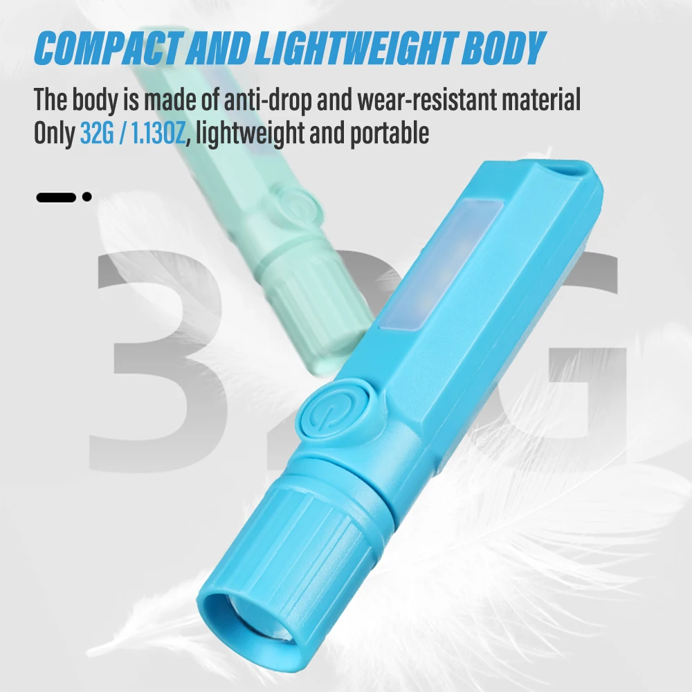 Super Bright LED Mini Flashlight Rechargeable Torch Portable Work Light Outdoor Camping Light with Side Light & Telescopic Zoom