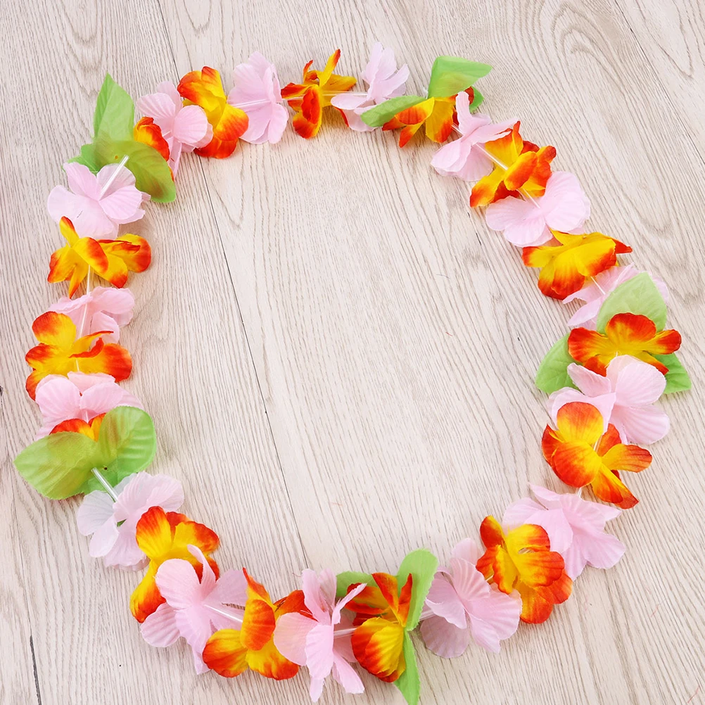 

24pcs Hawaiian Garland Bright Color Flower Wreaths Party Supplies Beach Luau Holiday Decorations Non Fade Cloth Lightweight