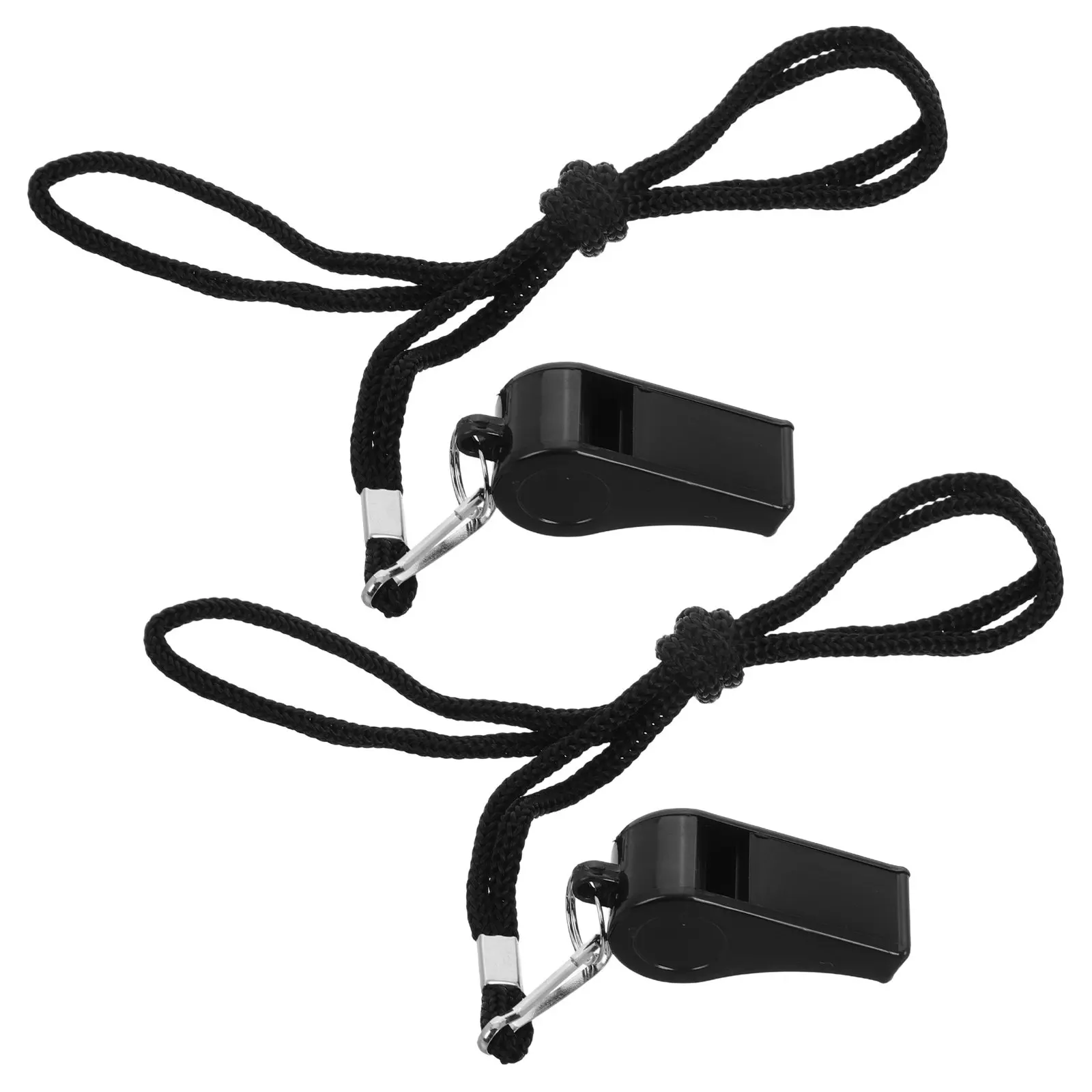 2Pcs Referee Hanging Neck Whistle Black ABS Loud Survival Emergency Training Coaches Portable Outdoor Signaling Communication