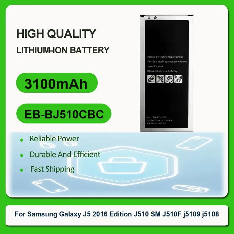 

Сменный аккумулятор для мобильного телефона Samsung Galaxy J5 2016 Edition J510 SM J510F j5109 j5108 EB BJ510CBC EB-BJ510CBC 3100 мАч