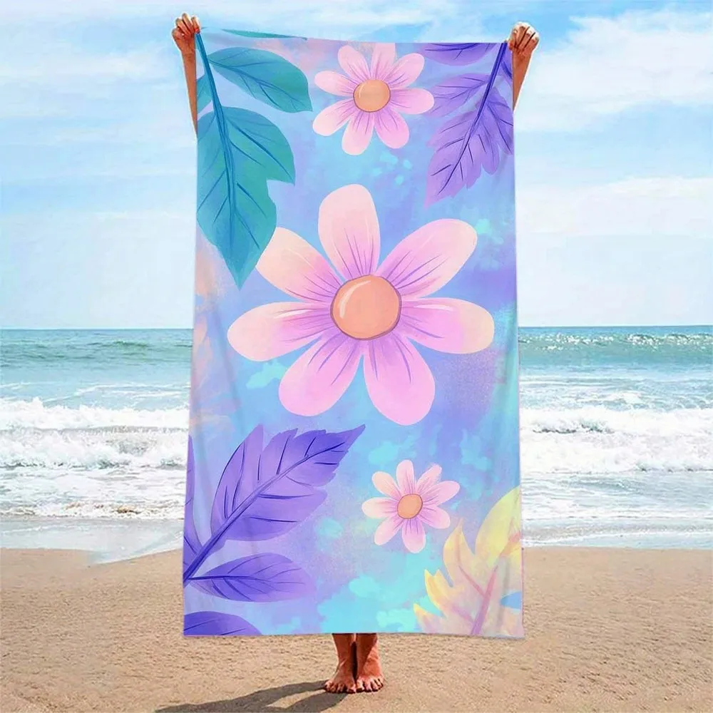 Pastel Floral Beach Towel Patterned Sunscreen And Windproof Suitable For Swimming Pool Camping Travel Blanket
