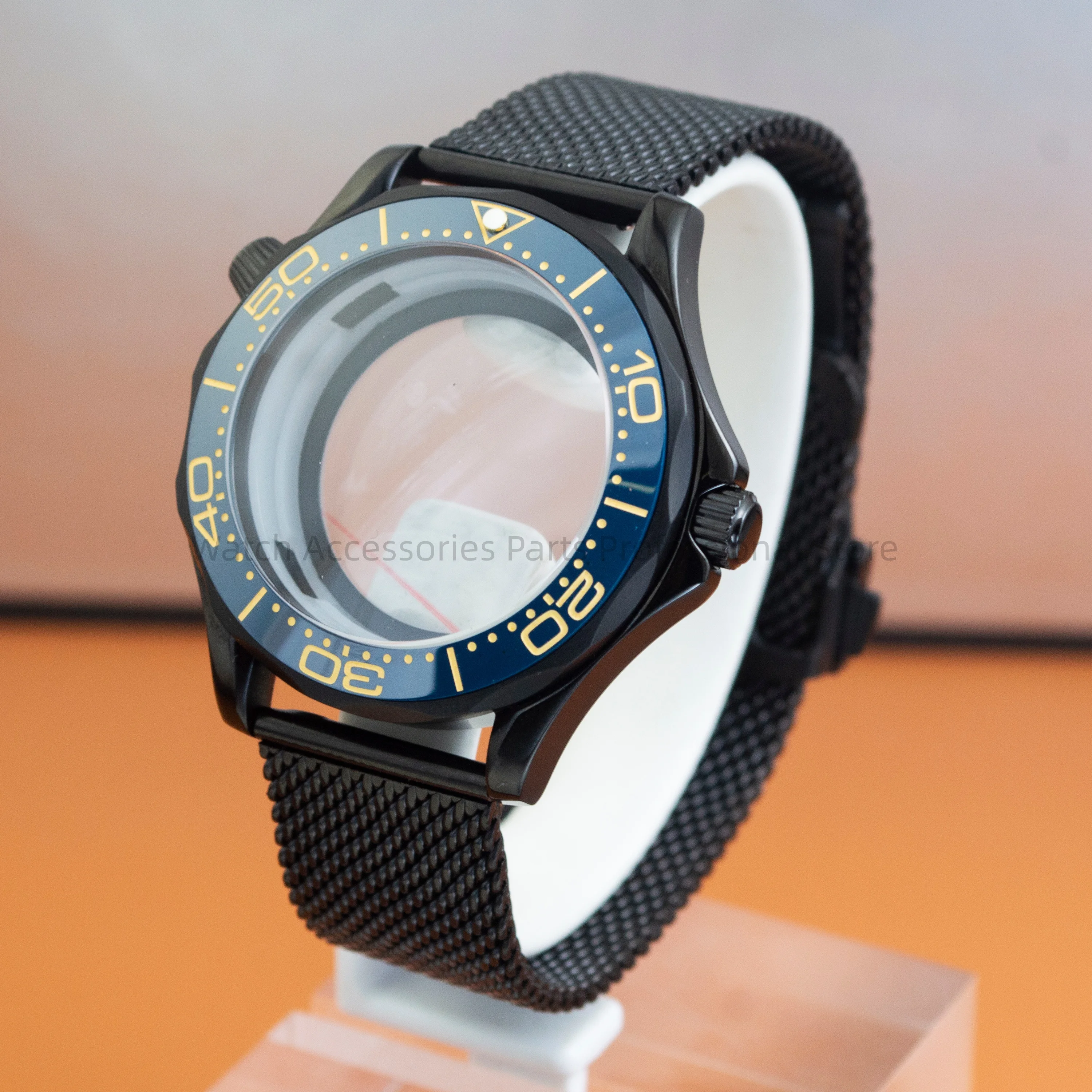 Black Watch Case Strap 10ATM Waterproof Watch Case For Seamaster 300 Case Stainless Steel fit NH35 NH36 Movement NH35 Watch Case