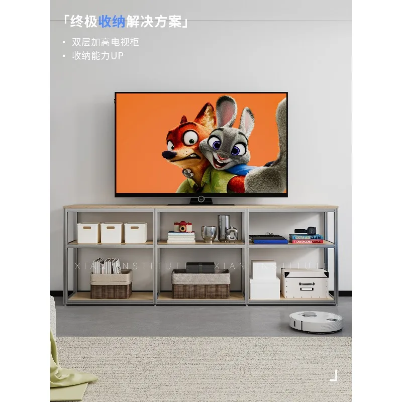 Simple wind birch ocean panel aluminum profile TV cabinet living room wall locker storage cabinet can be customized cabinet