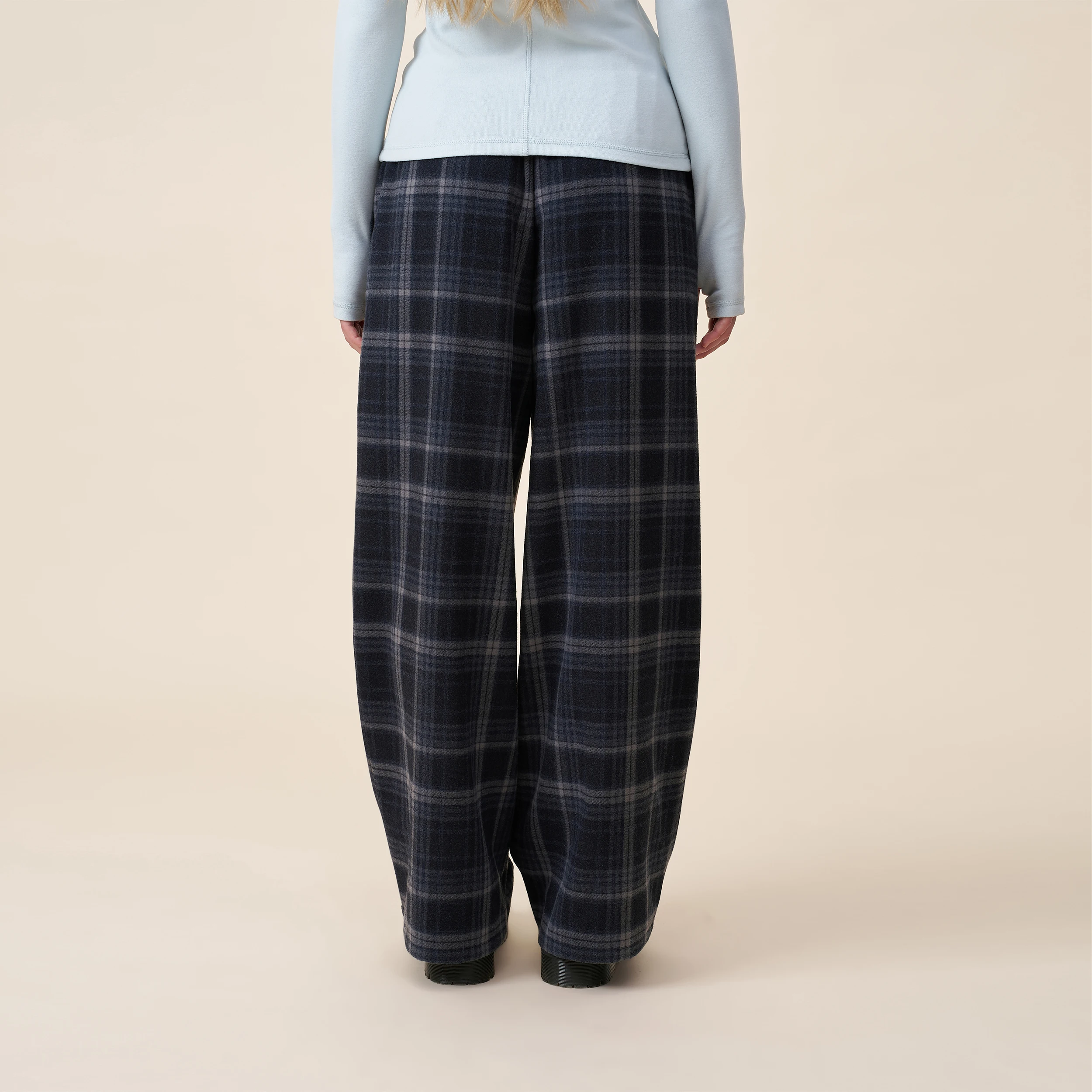 YESCCI Wide Pants Elastic Waist Warm Fleece Lined Casual Women's Classic Pants Autumn New Retro Plaid Outfit Clothing S55441647