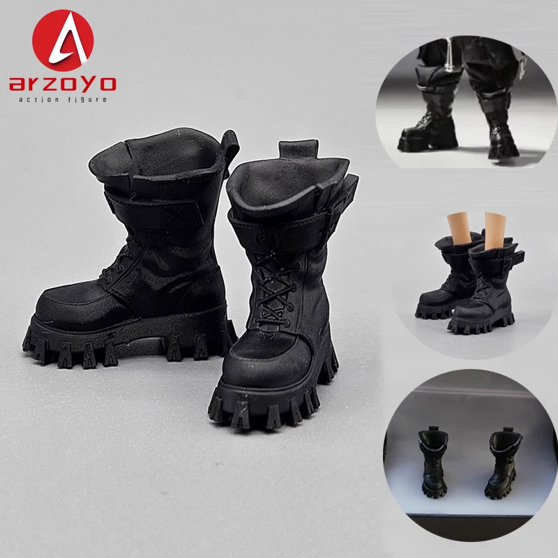 Disponibile Stivali da combattimento con design con cinturino nero in scala 1/12 Scarpe da guerriera adatte per corpo di bambola Action Figure da 6 pollici