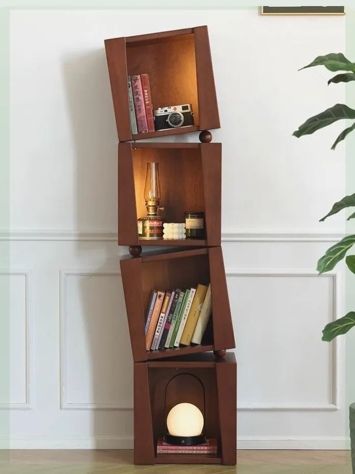 Nordic Solid Wood Low Side Table With Storage, Modular Corner Floor Cabinet For Sofa & Bedside