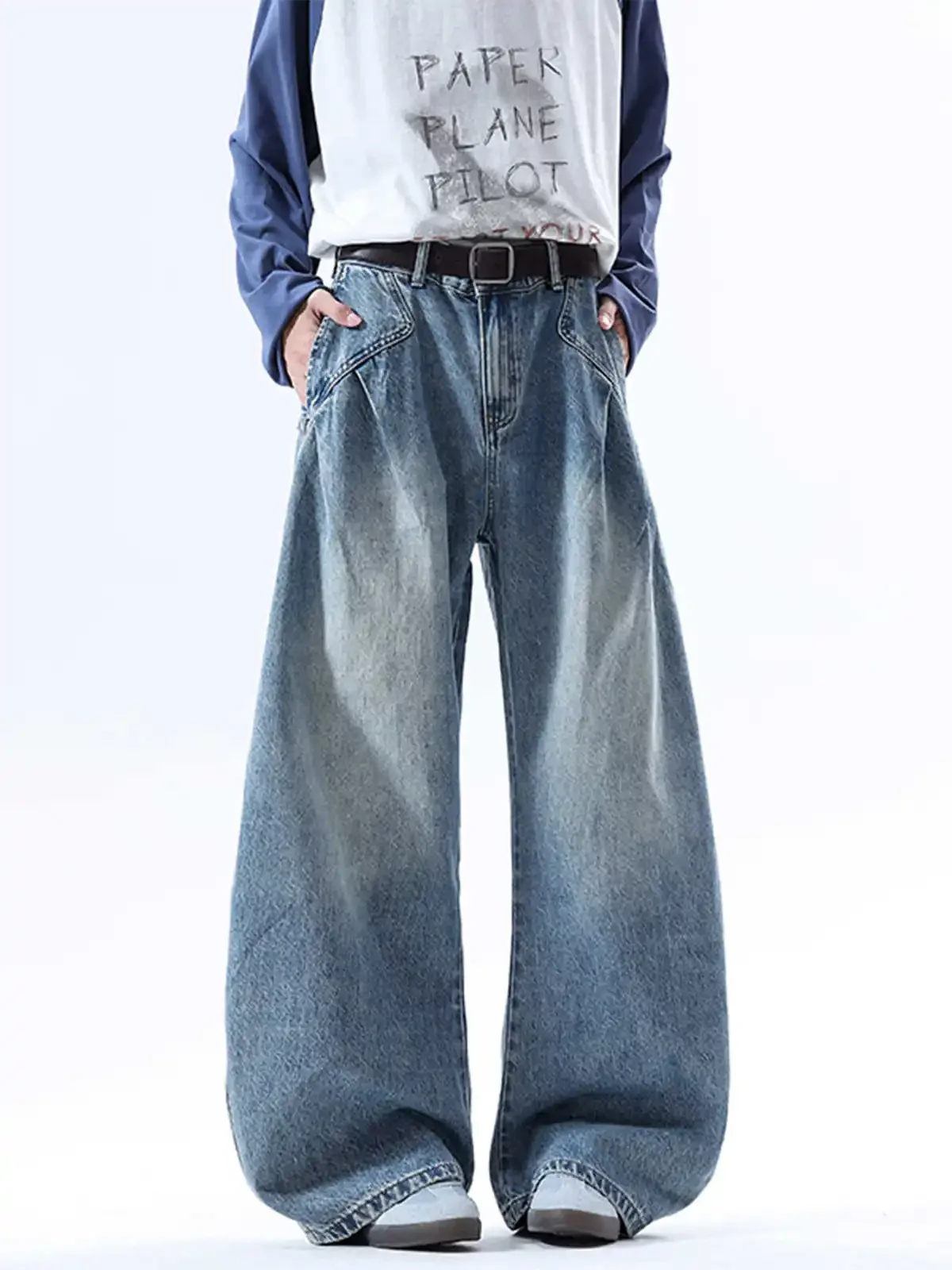 المرأة الأزرق Y2k الجينز اليابانية 2000s نمط عازمة سكين جان السراويل 90s خمر Harajuku في سن المراهقة فضفاض سراويل جينز الملابس 2025