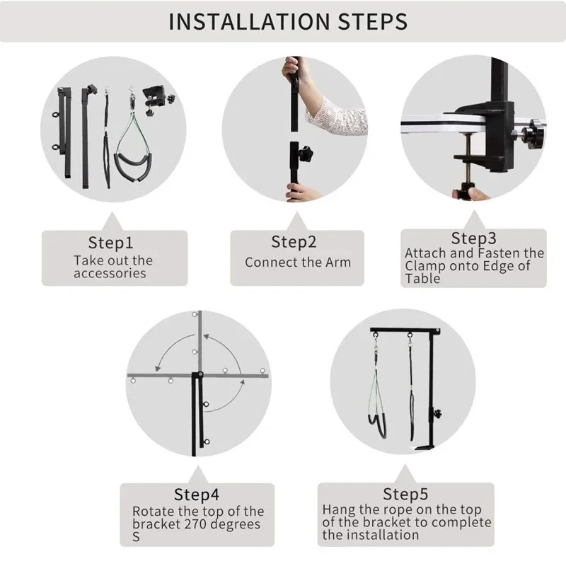 Imagem -06 - Dobrável Pet Grooming Arm Bracket Dog Grooming Table Suspender de Aço Ajustável Loop Noose Mesa de Banho