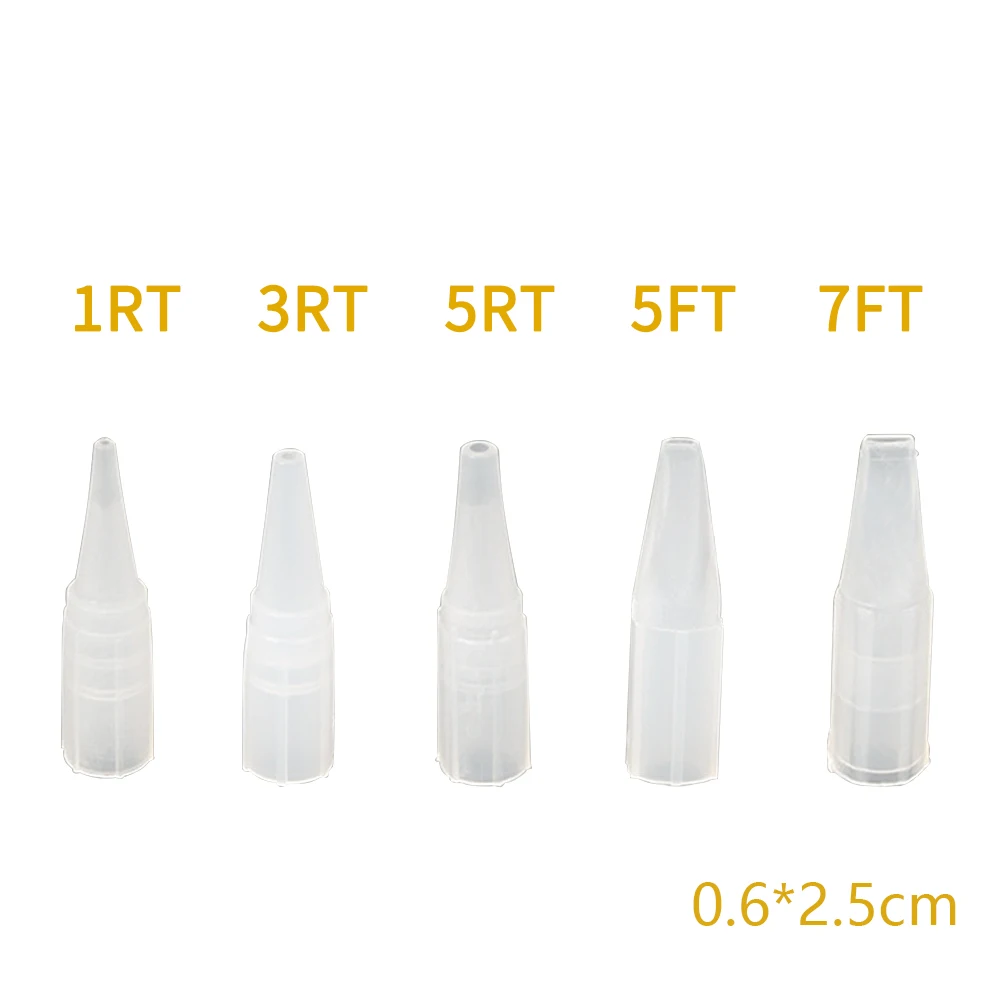 50/100 Pcs Disposable Traditional Tattoo Tips 1R 3R 5R 5F 7F For Permanent Makeup Eyebrow/Lip Tattoo Nozzle Needle Caps 0.6cm