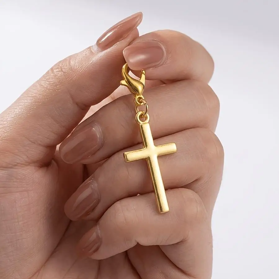 1/5/10/20/50/100pcs Cross Alloy Keychains, Light Golden Texture Delicate, Cross Shape Easy Restrained, No Extra Intricate Patter
