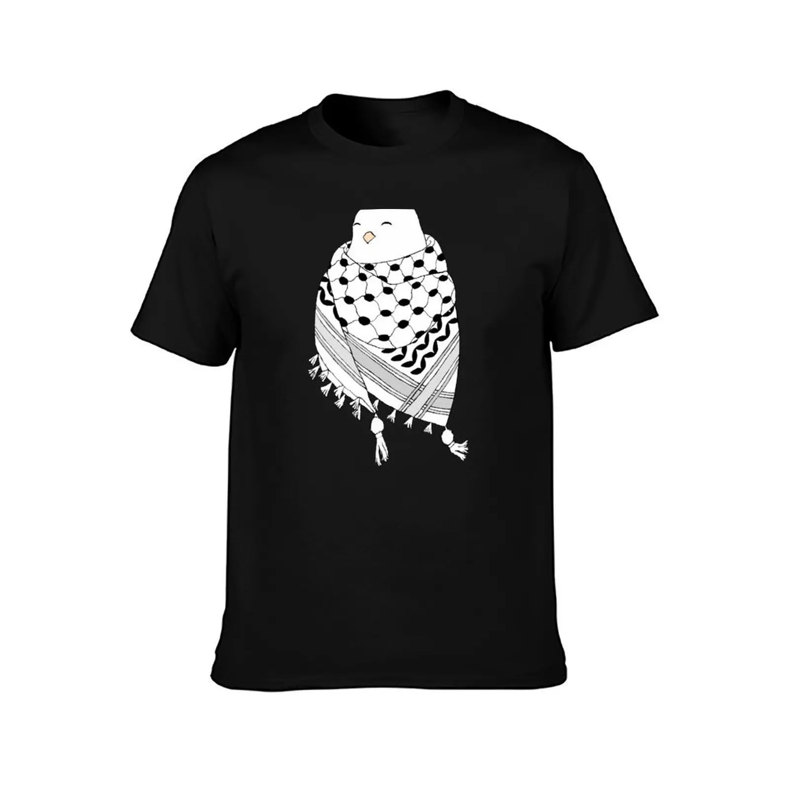 Happy Dove Wrapped in Keffiyeh Scarf T-Shirt printed t shirts for man T-Shirt