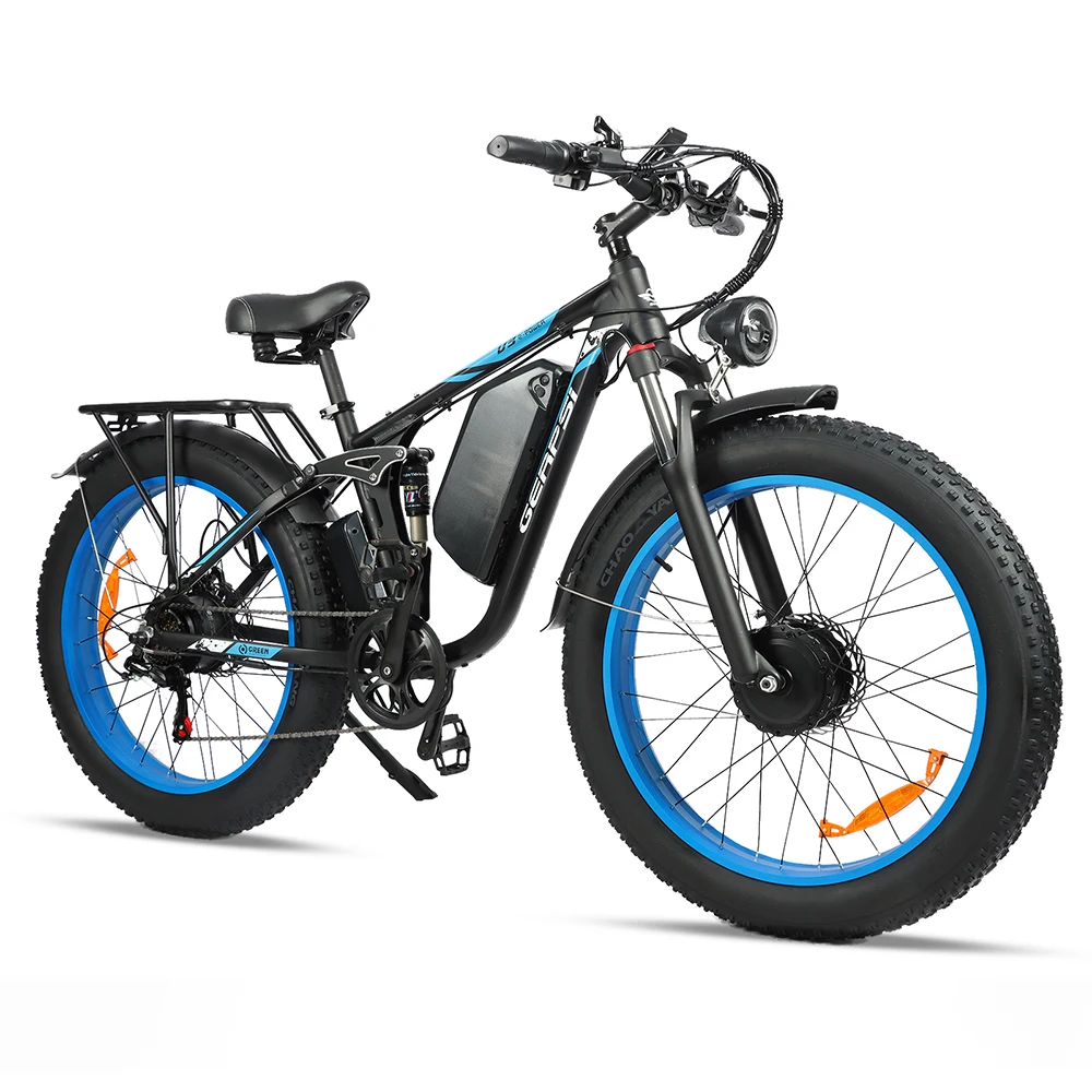 Electric Bike 3000W Dual Motor, 52V 32AH Battery, 26*4.0 Fat Tire Ebike, Adult Powerful Mountain Snow Off-road Electric Bicycle