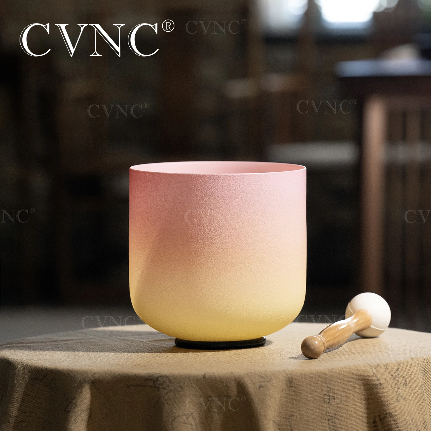 

CVNC 7 Inch 440/432HZ CDEFGAB Note Desert rose Quartz Crystal Singing Bowl Chakra for Sound Healing and meditation with Mallet