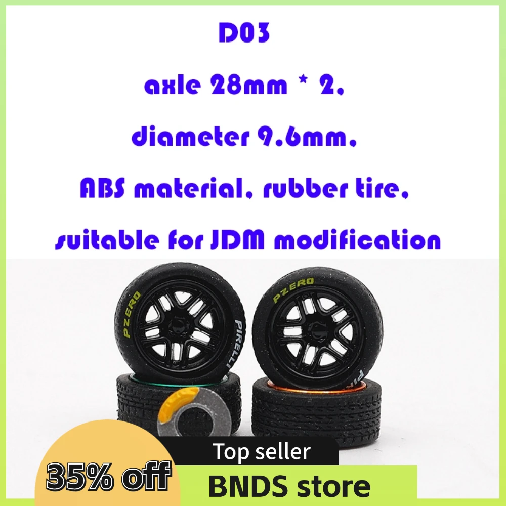 CM Model 1/64 ABS Plastic Replace Wheels Rubber Tires Design Rims Modified Parts VIP Style for GT Model Car Vehicle 4pcs Set