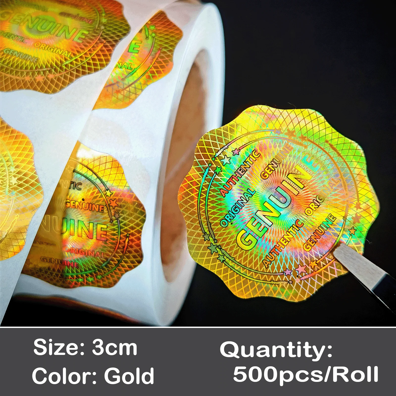 500 Stück pro Rolle Hologramm Manipulationssichere Aufkleber Original Echte Sicherheits-Garantie-Siegel-Etiketten Universelles Erd-Design 15mm