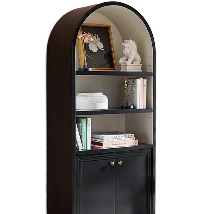 Solid wood arc arched bookcase antique display cabinet American color matching floor bookshelf direct sales