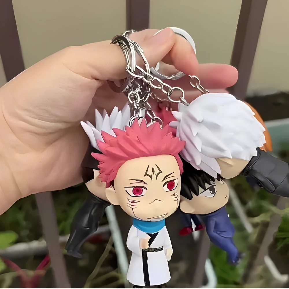 Jujutsu Kaisen Anime Figure Keychain Satoru Gojo Kugisaki Nobara Doll Bag Pendant Yuji PVC Collectible Car Keyring Decoration