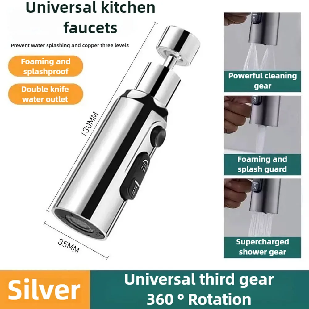 1pcs Adjustable Spray Head Kitchen Tap-Faucet Extender 360degree Rotatable Faucet Tap-Spray Head Compatible With Standard Taps-