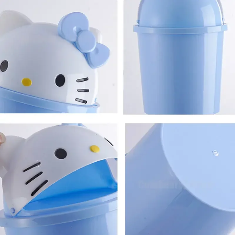 Hello Kitty Mini Desktop Bin Small Trash Can Tube with Cover Bedroom Garbage Can Clean Workspace Storage Box Home Desk Dustbin