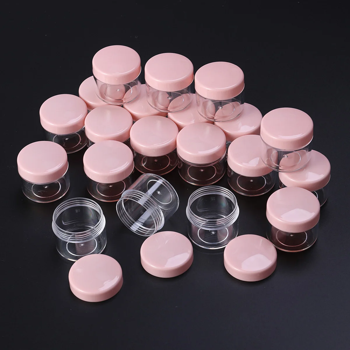 

20Pcs 20g Mini Portable Round Pot Bottles Travel Sample Empty Container for Facial Cream Shampoo Lotion (Pink)