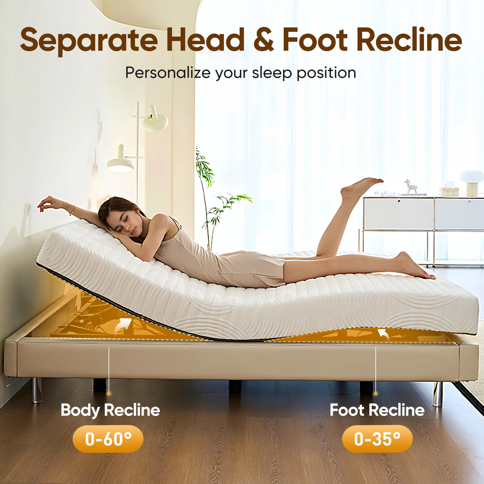 Marco de cama ajustable TXL, Base de cama tamaño King, Compatible con la mayoría de colchones para sala de estar, muebles de dormitorio