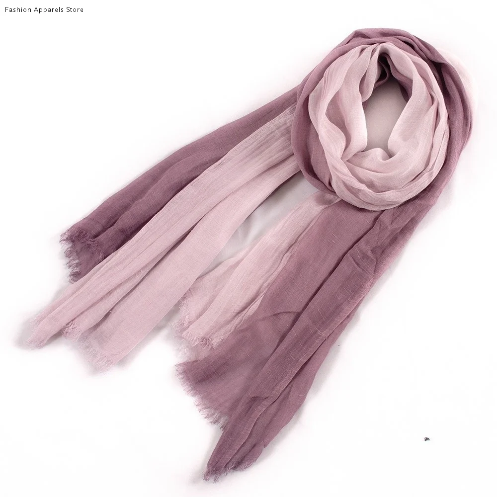 

Unisex Design Thin Fabric Cotton Scarf Simple Elegant Two-Color Scarf Lightweight Vintage Hijab Scarf Cold Protection