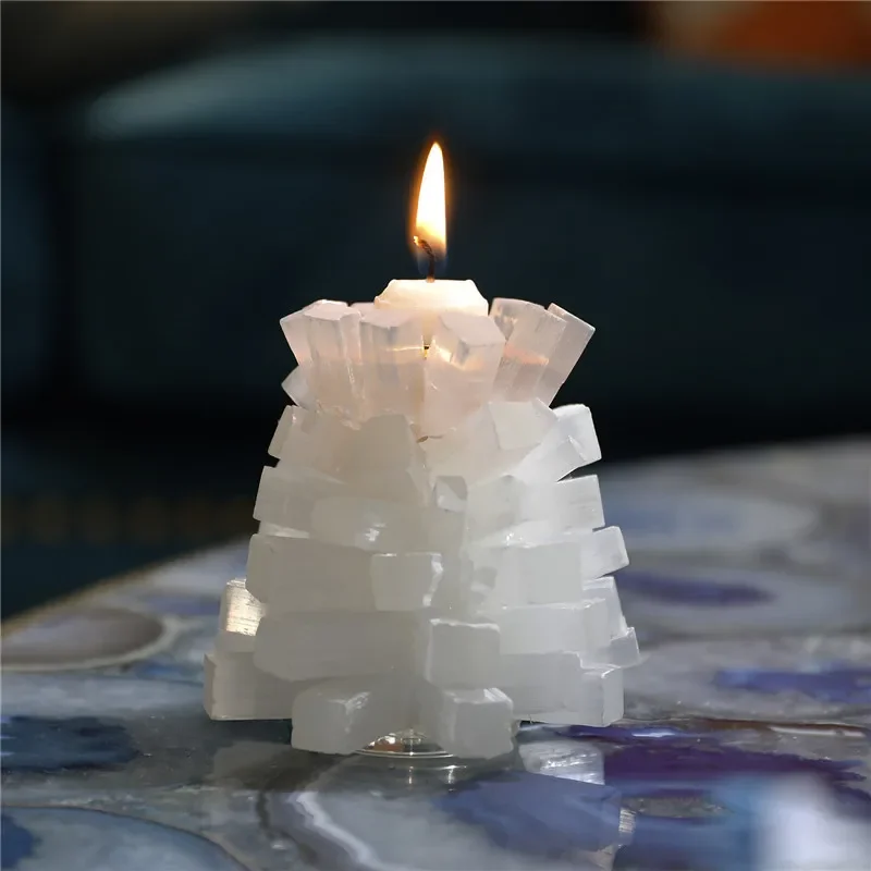 Natural Selenite Candle Holder Quartz Crystal Stone Candlestick Handmade Table Dinner Home Decoration Wedding Centerpieces Craft