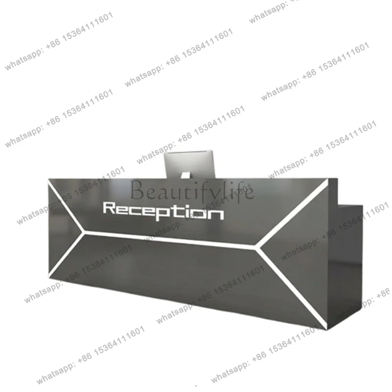 Factory Direct Sales Modern Minimalist Stainless Steel Bar Nordic Luxury Clothing Barbershop Reception Desk Office Furniture Bal