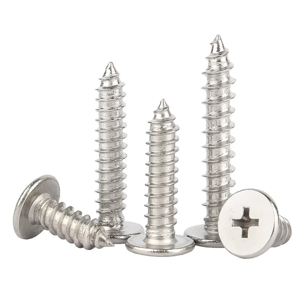 Cross Super Low Flat Wafer Head Self Tapping Screws 304 Stainless Steel M2 M2.3 M3 M4 M5 M6 M8 Phillips Ultra Thin Wood Screw