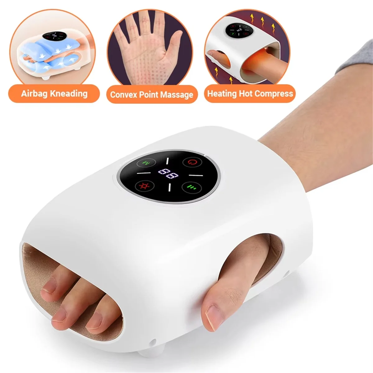 

【Price-Drop】{Electric Hand Massager Hot Compress Massager Air Compression Chatter Massage for Finger Palm Fatigue Relieve