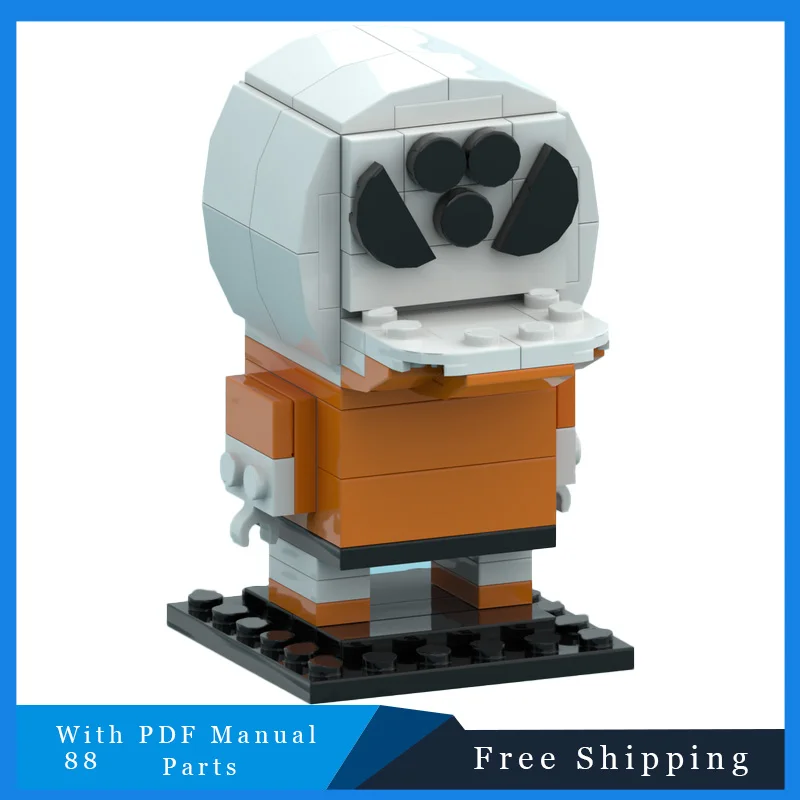 88개 부품 MOC 화이트 크리에이티브 마스코트 브릭헤드즈 블록 모델 어린이 DIY 조립 전시 장난감 축제 서프라이즈 선물