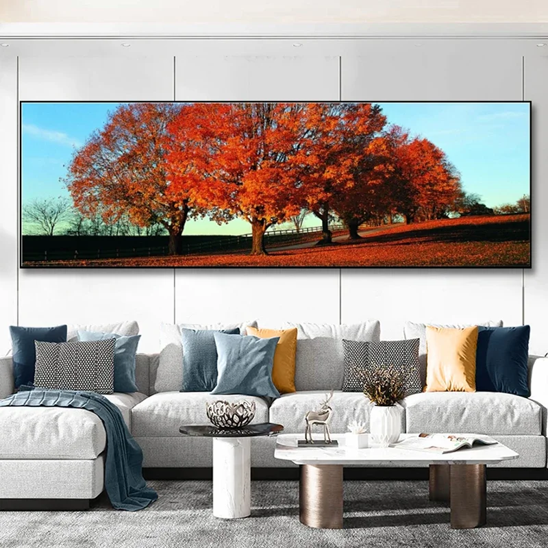 Autumn Maple Leaf Diamond Art Painting Kits Forest Landscape Large Spot Diamond Cross Stitch 5D Diamond Painting