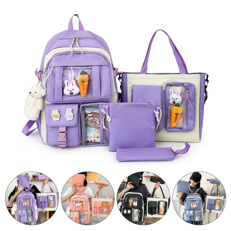 Mochila de grande capacidade para crianças e adolescentes, meninas do ensino médio, bolsas estudantis de ombro, multi bolsos, estudo