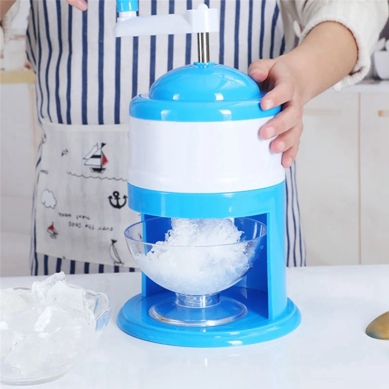 ABHI-2Piece Home Use Ice Shaver And Snow Cone Machine Summer Maker Ice Crushing Breaker Tool Blue