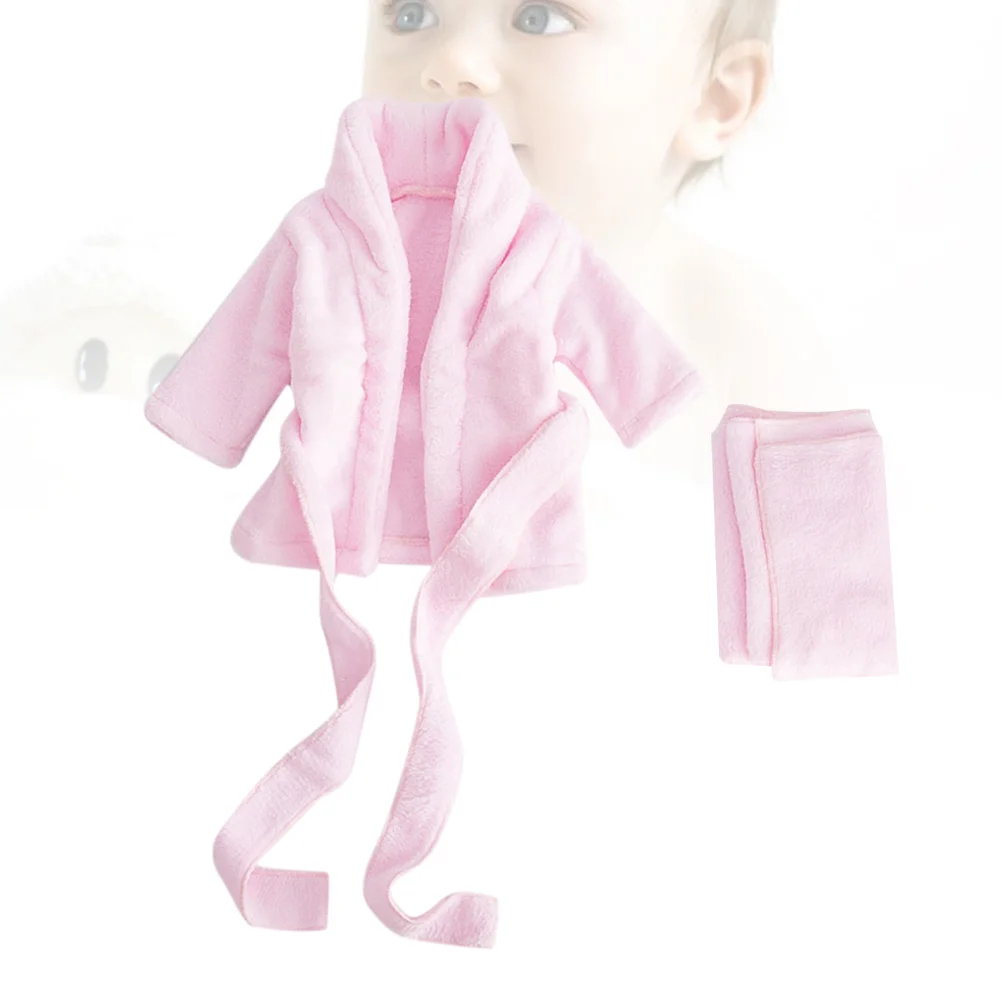 

Newborn Bathrobe Pure Cotton Thickened Baby Photo Bathing Suits Photo Garment (Pink Suitable for 0-1 Month Baby)