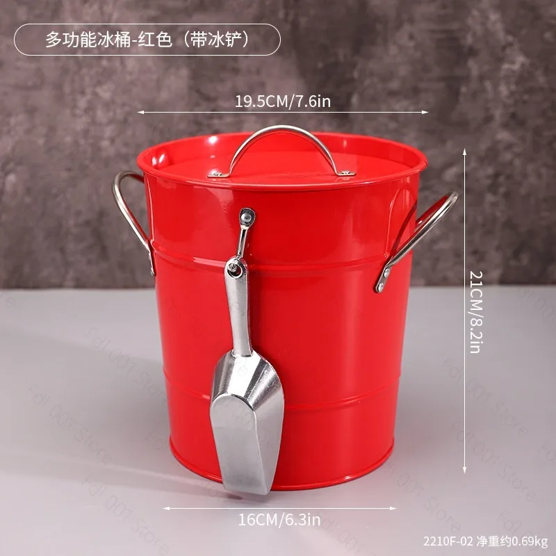 Ice Bucket with Ice Shovel Galvanized Sheet Plastic Beer Chiller Bin for Bar Home Outdoor Picnic