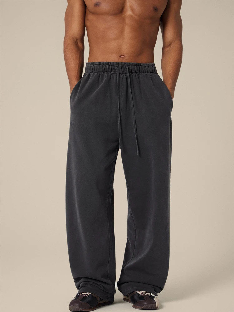 

Kanye480G Men's Spor Casual Loose Straight Leg Sweatpants Heavy Drape Vintage Waed Cotton Trousers Faionable Streetwear