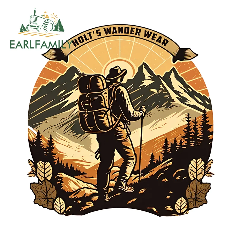 EARLFAMILY Mountain Camping Item Car Stickers Occlusion Scratch Caravan Window JDM Decals Waterproof Amusing Car Door Protector