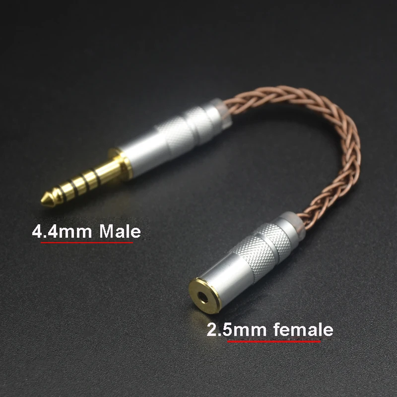 Srebrny kabel ulepszony 4.4MM zbalansowany męski do 3.5MM Adapter żeński srebrny wtyczka słuchawkowa konwersji kabla 10cm — zdjęcie produktu 5