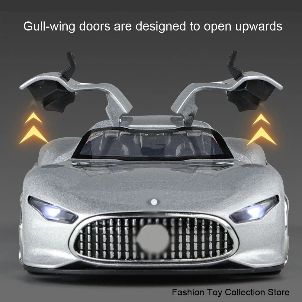 1: 32 Bens-AMG GT Alloy Car Model High Simulation Diecasts Toy With Sound and Light Pull Back Vehicles Decoration Toys For Kids