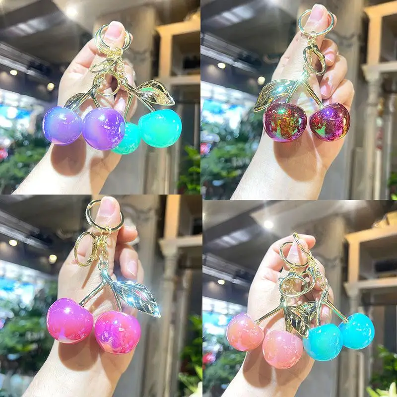 1X Exquisite Cute Cherry Keychain Simulated Fruit Keyring Pendant