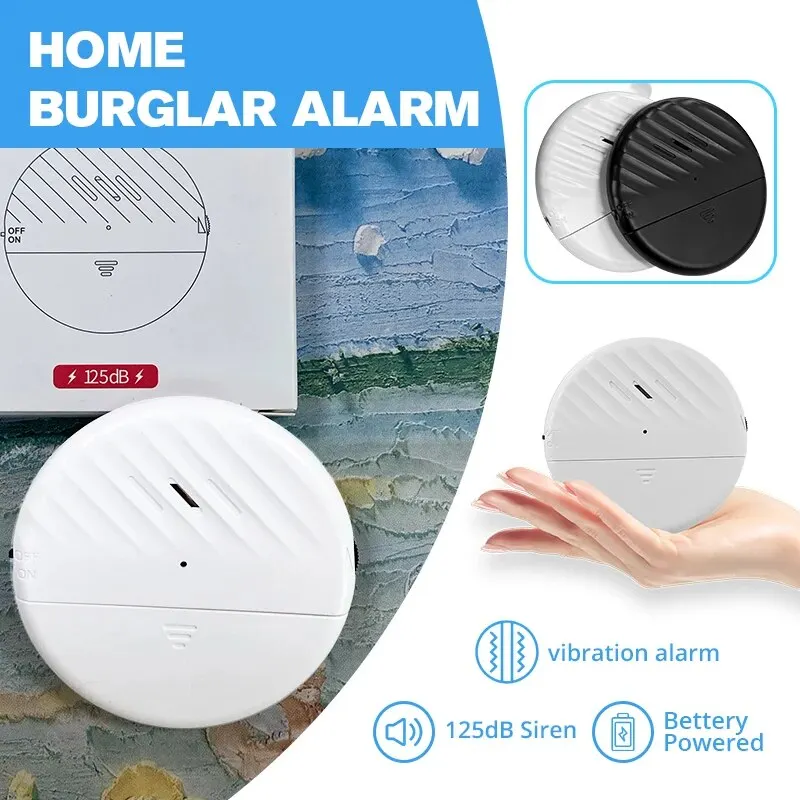 

Wireless Door And Window Vibration Sensor Alarm 125dB Glass Breakage Anti-theft Sensor, Easy Install For Home Safety Protection