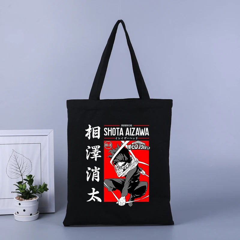 My Hero Academia borsa per la spesa in tela con stampa anime borsa a mano di grande capacità borsa da scuola per studenti