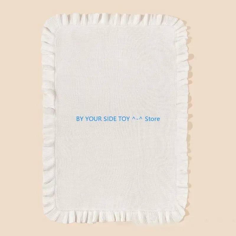 بطانية أطفال من القطن المحبوك لحديثي الولادة منشفة ملفوفة مع زخرفة كشكش U6XE #1